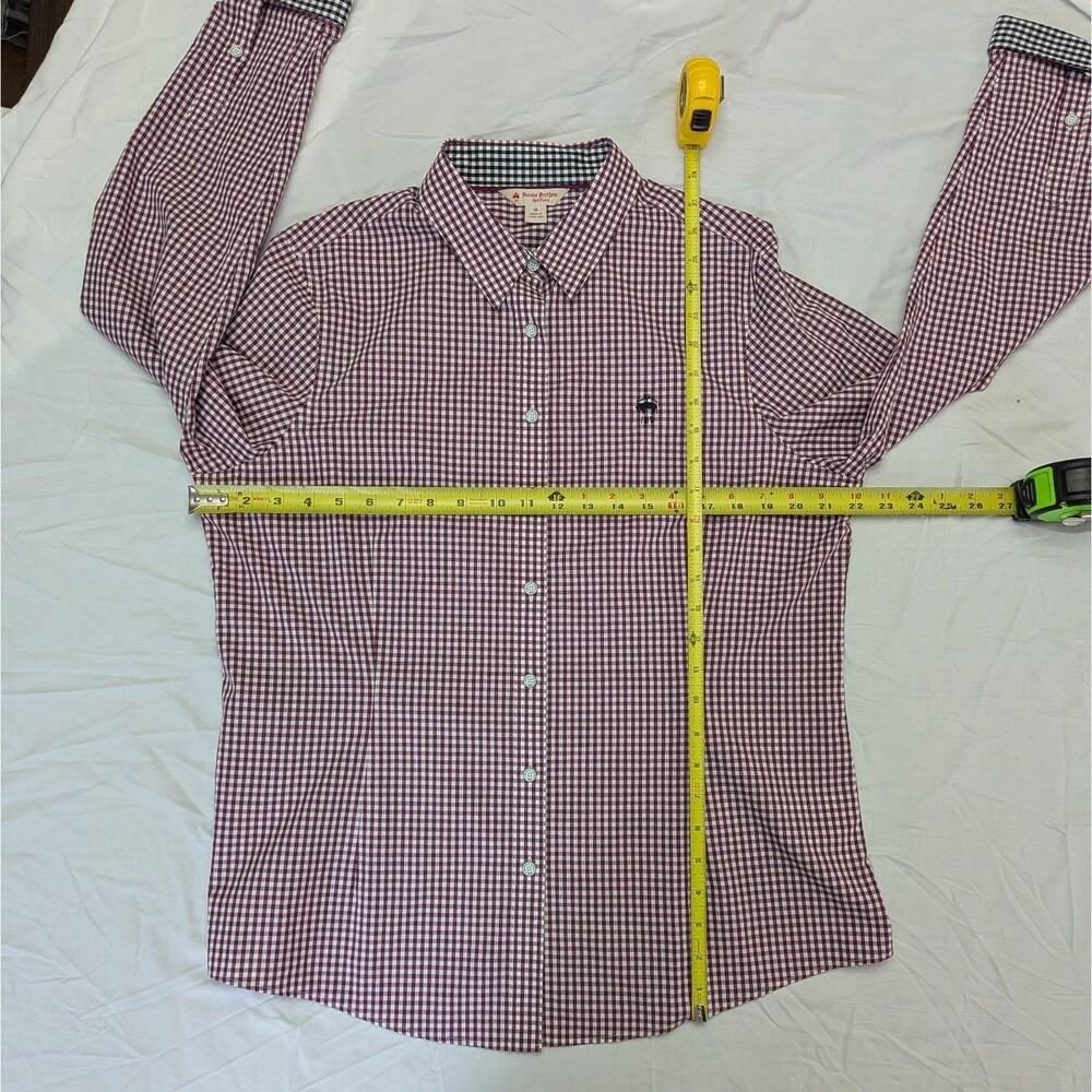 Brooks Brothers Red Fleece Button-Up Shirt Youth Size 16 Burgundy Gingham Preppy - Picture 8 of 10